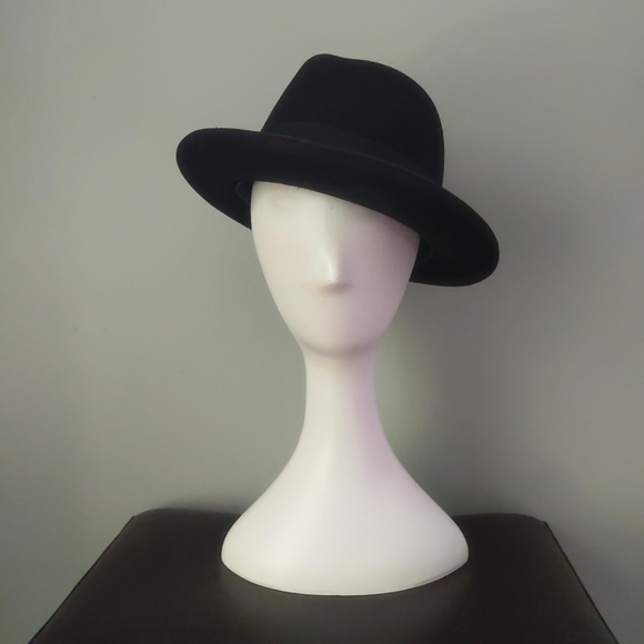 Vintage Accessories - Rare! Vintage Barlesoni Black Fur Felt Feather Fedora Hat 7 56 with Box